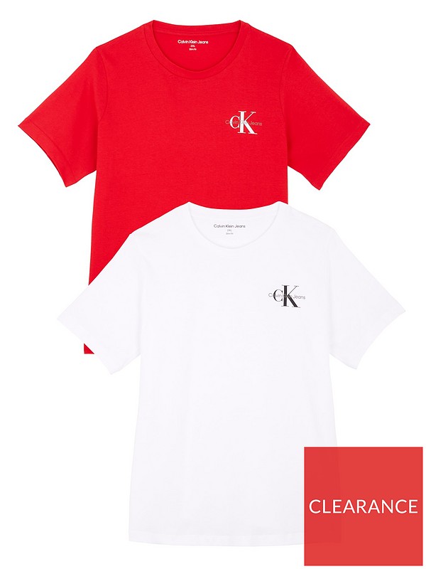 Calvin Klein Jeans Plus Monologo Slim T-Shirt (2 Pack) - Red/White |  