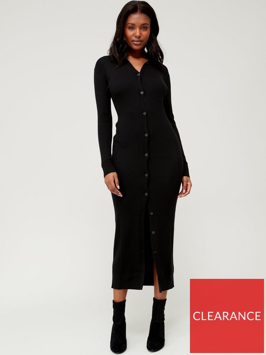 Calvin Klein Wool Tencel Rib Dress - Black | very.co.uk