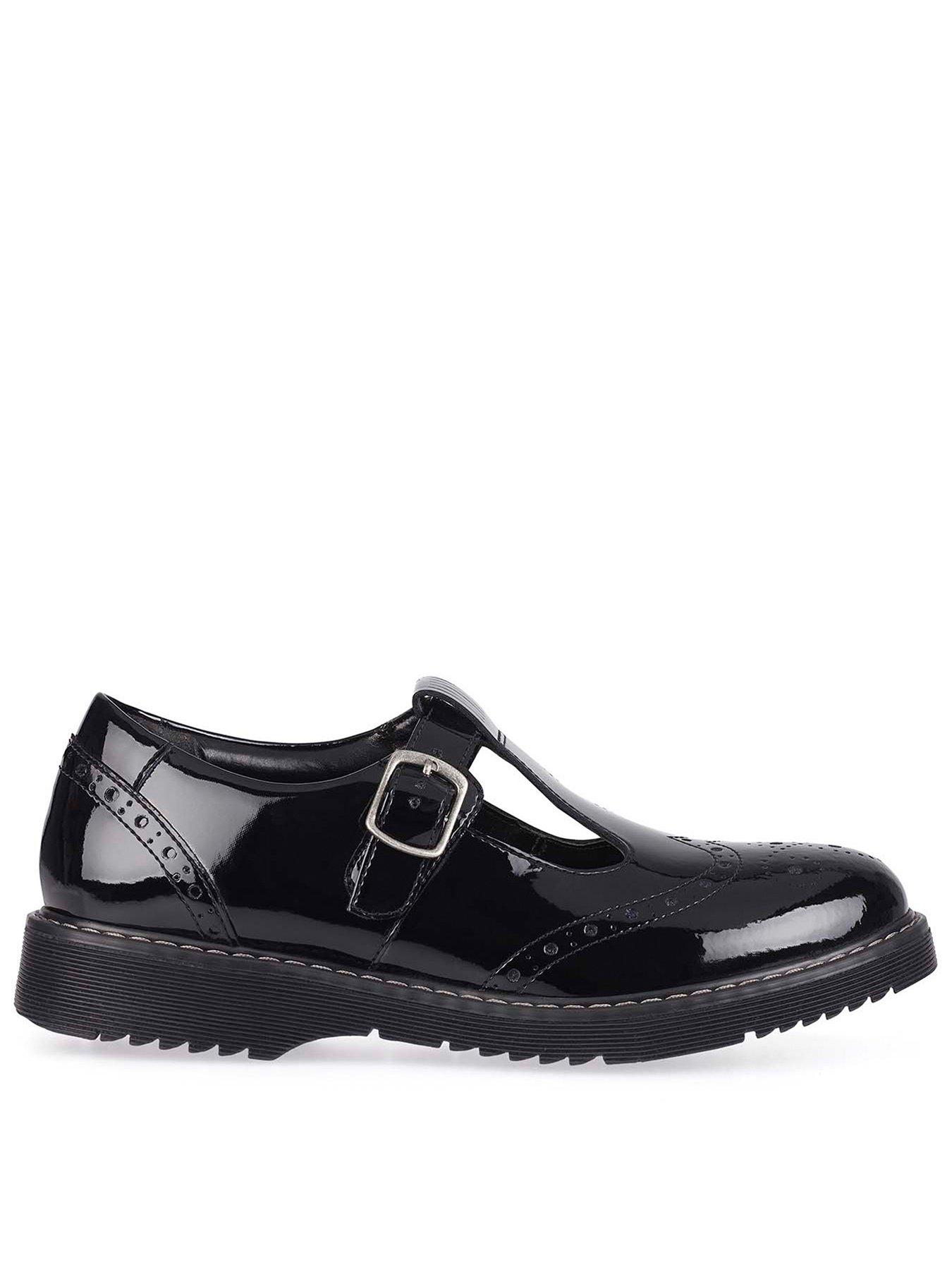 Start-rite Imagine Girls Black Patent Leather Brogue Detail Chunky School Shoes
