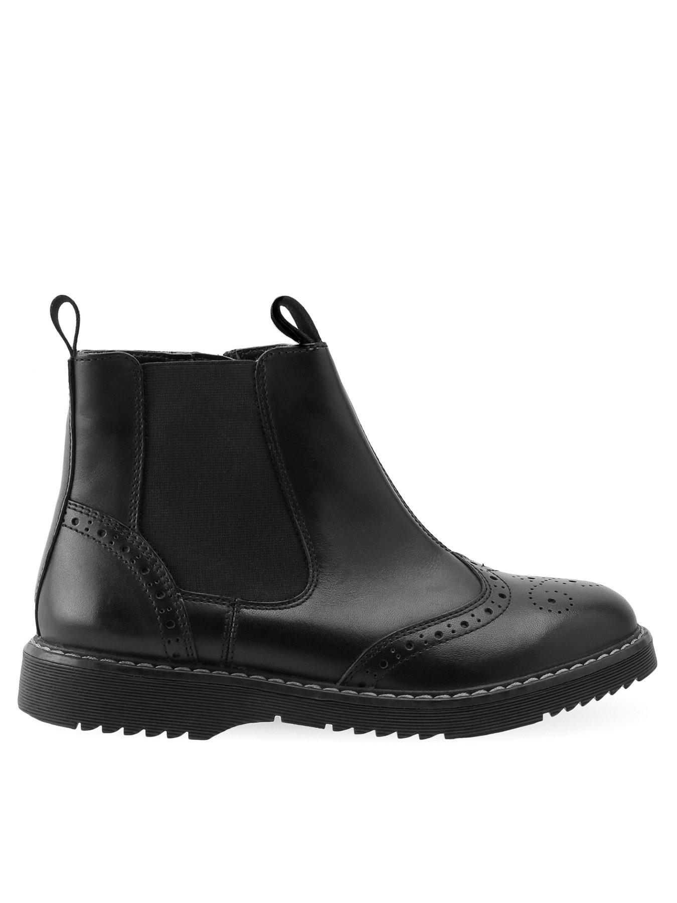 Girls black shop leather boots