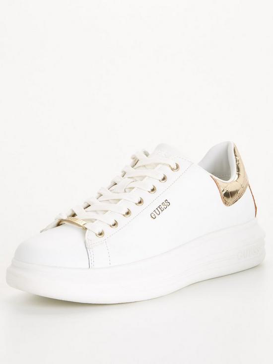 Guess Vibo Trainer - White/Gold | very.co.uk