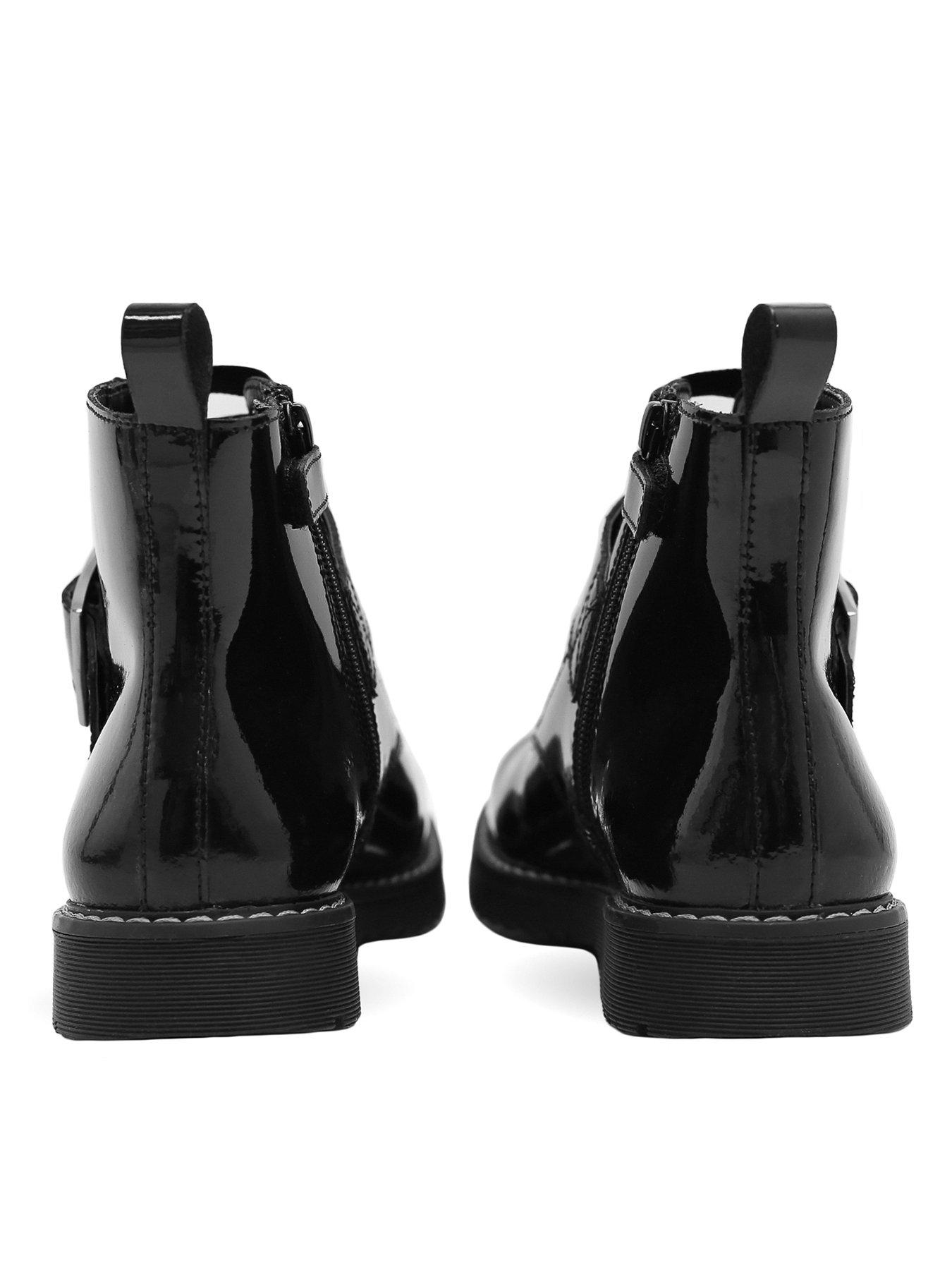 Patent Lace Up Chelsea Boot SPIKE Black Patent Lace Up Ankle Boots