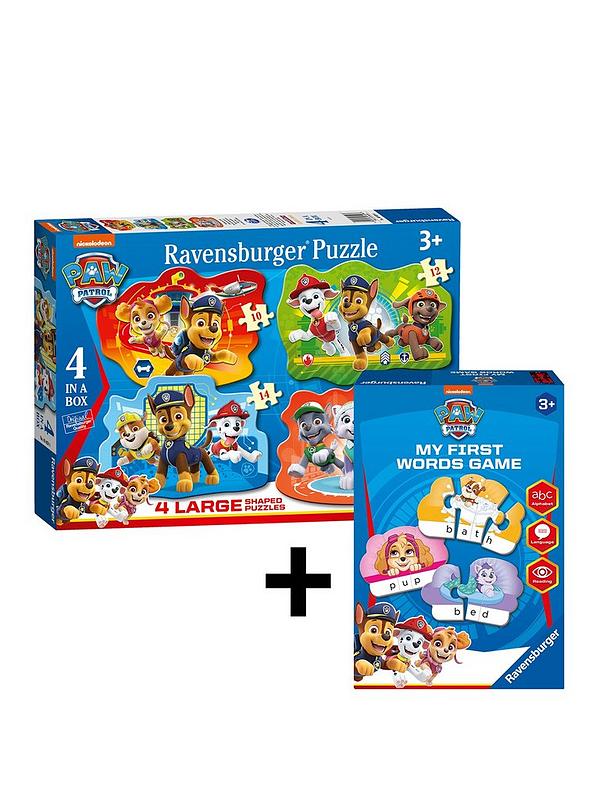 Image 1 of 6 of Paw Patrol Twin Pack - 4 Large Shaped Puzzles &amp; My First Words