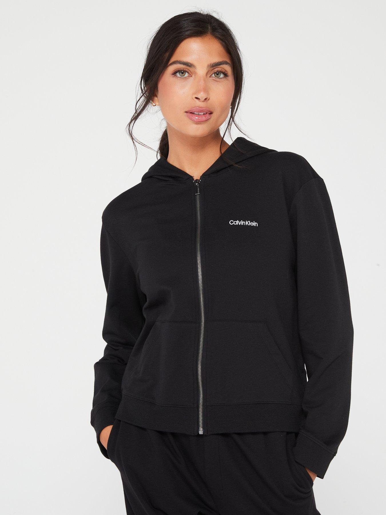 undefined New Modern Cotton Full Zip Hoodie - Black