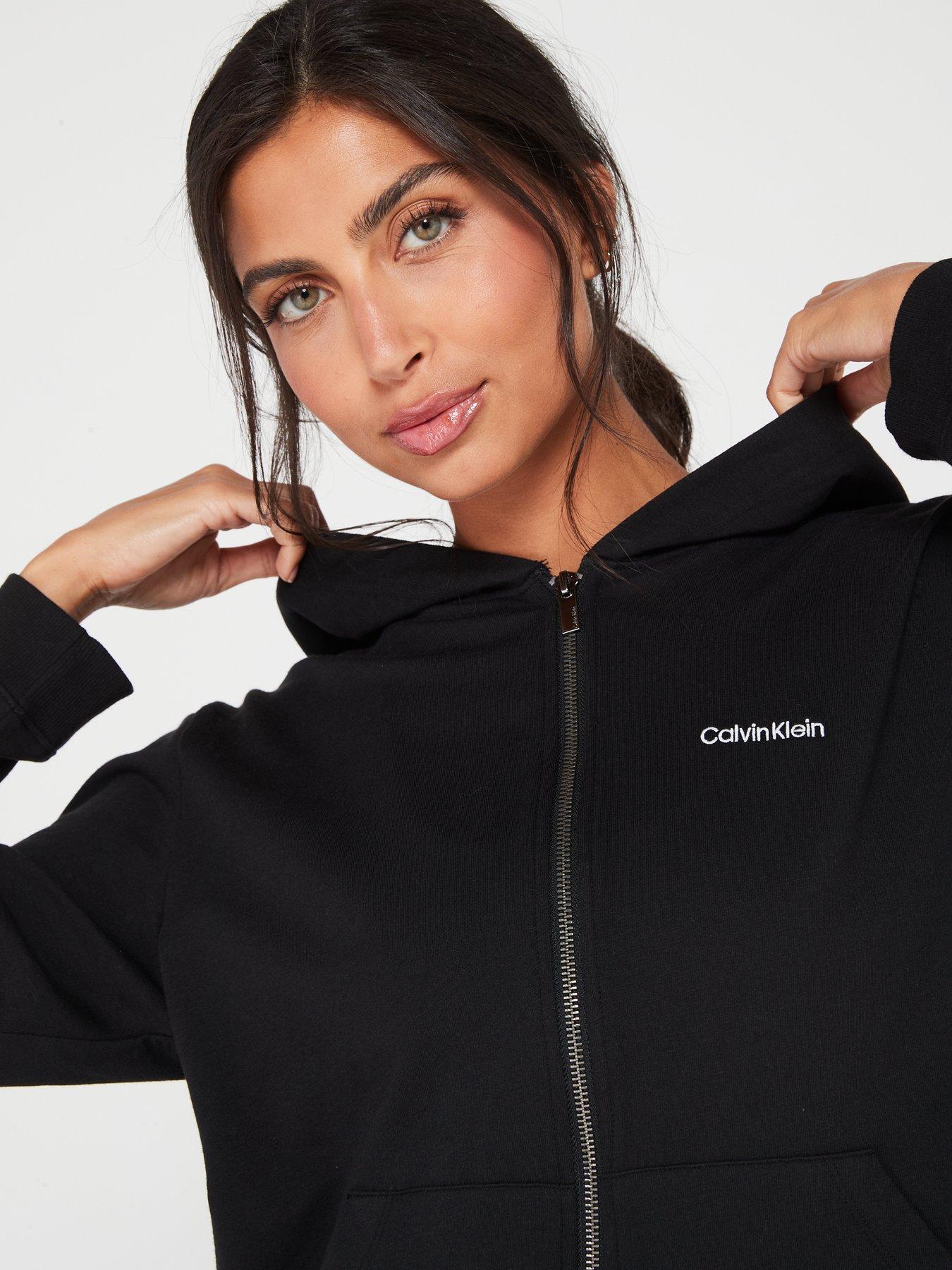 Black calvin klein zip hoodie sale