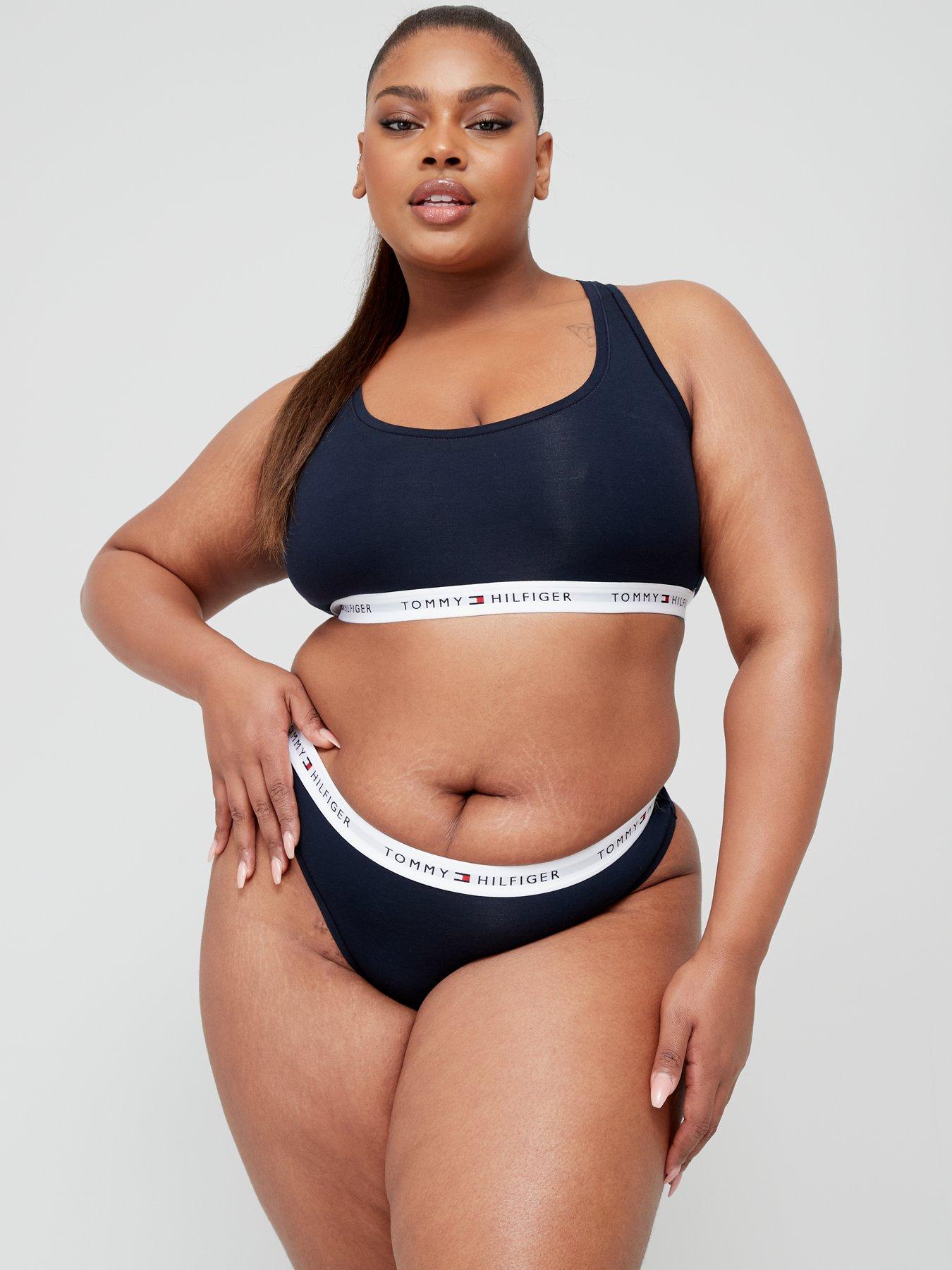 Tommy Hilfiger Plus Size Logo Waistband Thong - Navy