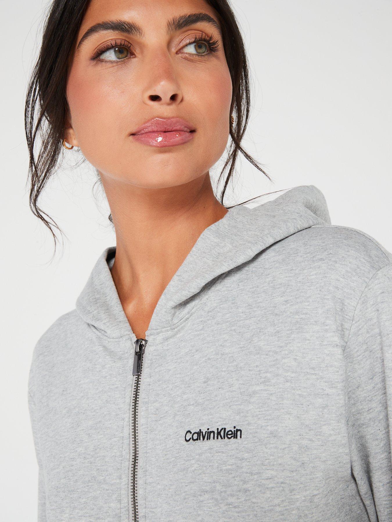 Calvin klein grey zip hoodie hotsell