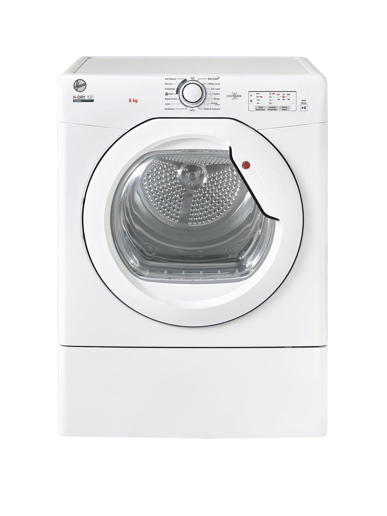 Product photograph of Hoover H-dry 100 Hle V8lg 8kg Vented Tumble Dryer - White from very.co.uk