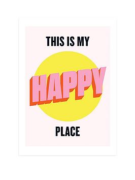 Product photograph of East End Prints Happy Place By Holliegraphik Unframed Wall Art from very.co.uk