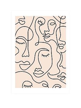 Product photograph of East End Prints Single Line Faces By Sundry Society A2 Print from very.co.uk