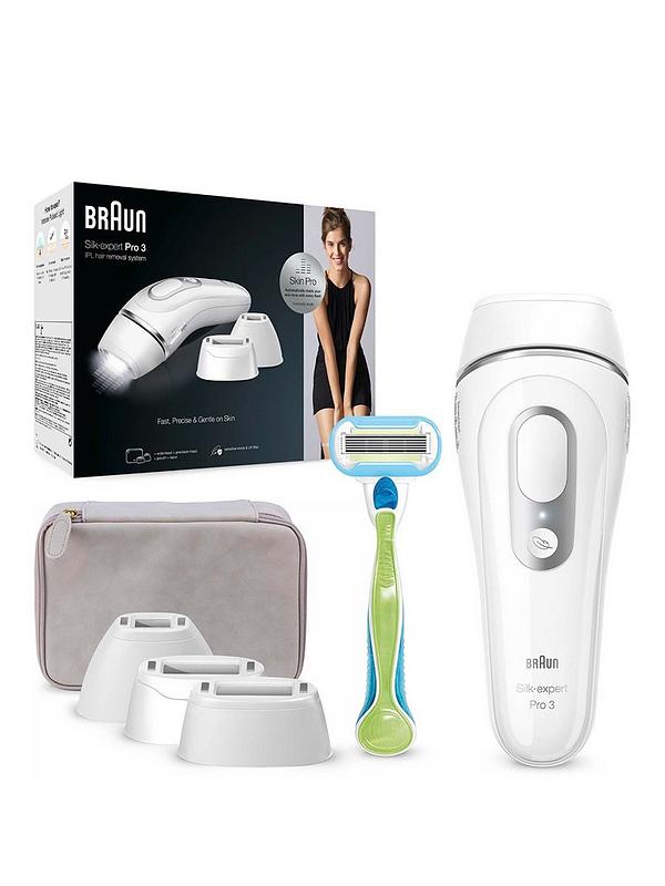 Image 1 of 5 of Braun Silk&middot;expert Pro 3 PL3233 Women's IPL, At Home Hair Removal Device with Pouch - White/Silver