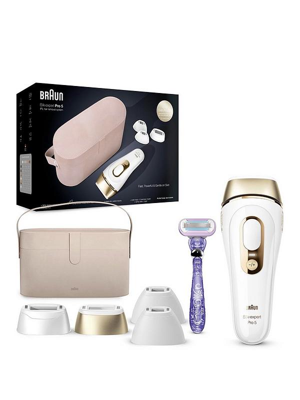 Image 1 of 5 of Braun IPL Silk-Expert Pro 5, At Home Hair Removal Device with Pouch PL5347 - White/Gold