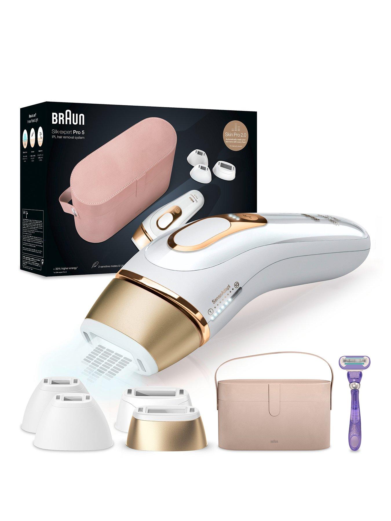 undefined IPL Silk-Expert Pro 5, At Home Hair Removal Device with Pouch PL5347 - White/Gold