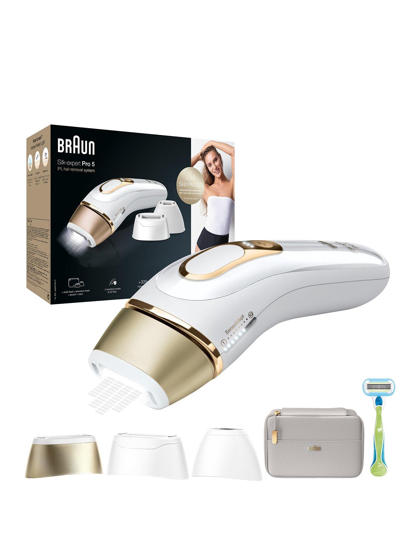 undefined IPL Silk-Expert Pro 5, At Home Hair Removal Device with Pouch PL5257 - White/Gold