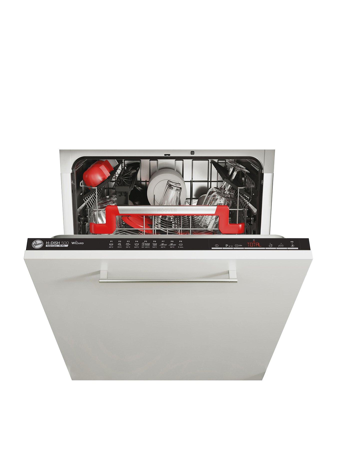 Product photograph of Hoover Hi6x0dofb 60cm Wide Fullsize Integrated Dishwasher - 16-place Settings Black Control Panel from very.co.uk