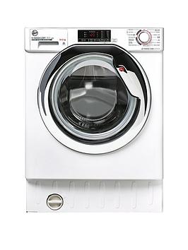 Hoover H-Wash/Dry Hbds495D1Ace/-80 Integrated Washer Dryer, 9Kg Wash+5Kg Dry, 1400 Rpm, 12 Programmes, 3 Drying Levels - White With Chrome Door