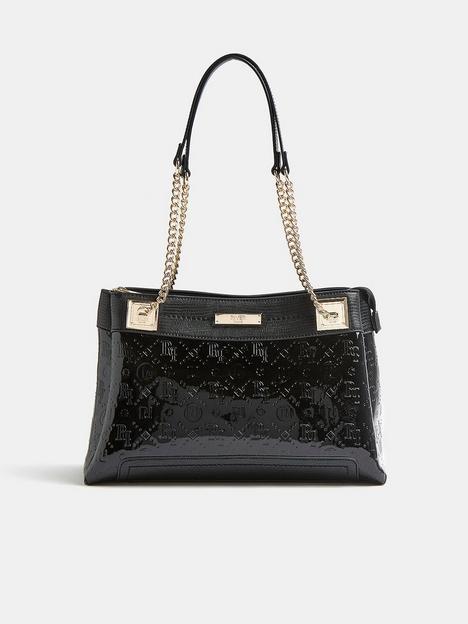 river-island-patent-embossed-chain-tote-bag-black