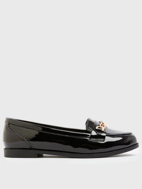 new-look-wide-fitnbsppatent-chain-loafers-black