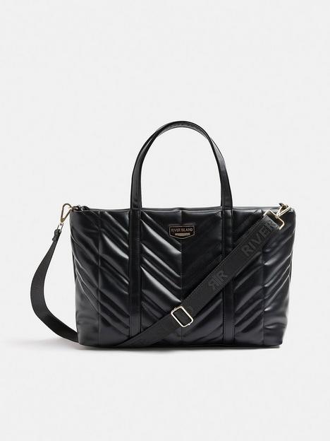 river-island-chevron-quilted-tote-black