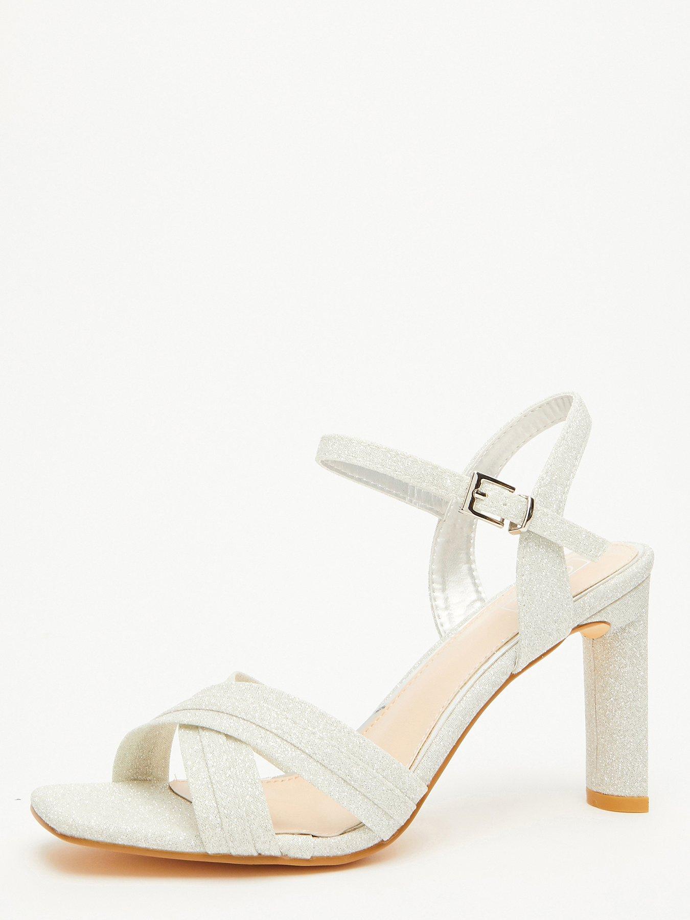 Quiz silver shimmer on sale cross strap sandals