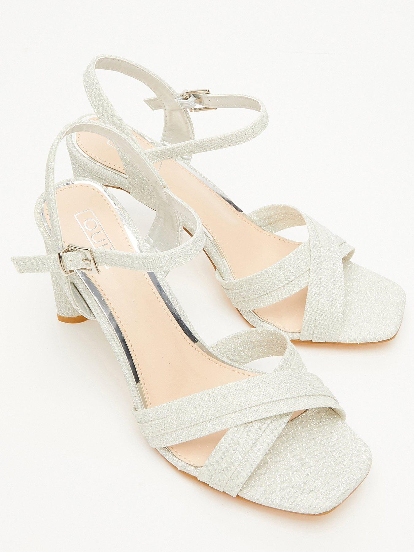 Quiz silver shimmer cross strap sandals store