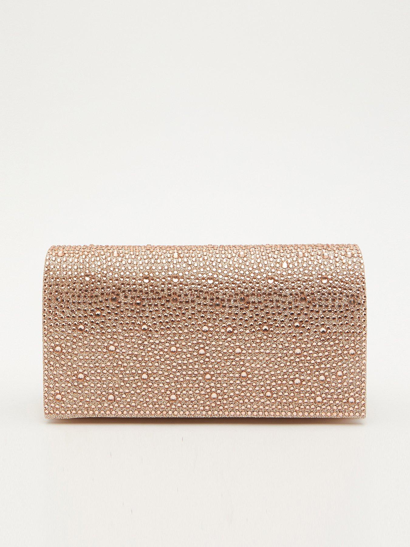 Quiz rose gold store clutch bag