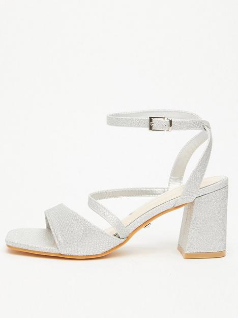 quiz-glitter-block-heeled-sandals
