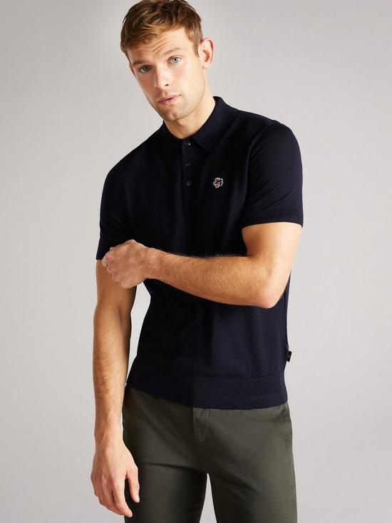 Ted Baker Haworth Knitted Polo Shirt - Dark Navy | very.co.uk