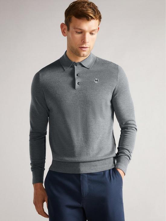 Ted Baker Wembley Long Sleeve Knitted Polo Shirt | very.co.uk