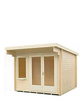 Product photograph of Shire Belgravia Log Cabin - 28mm Logs - 10ft X 10ft from very.co.uk