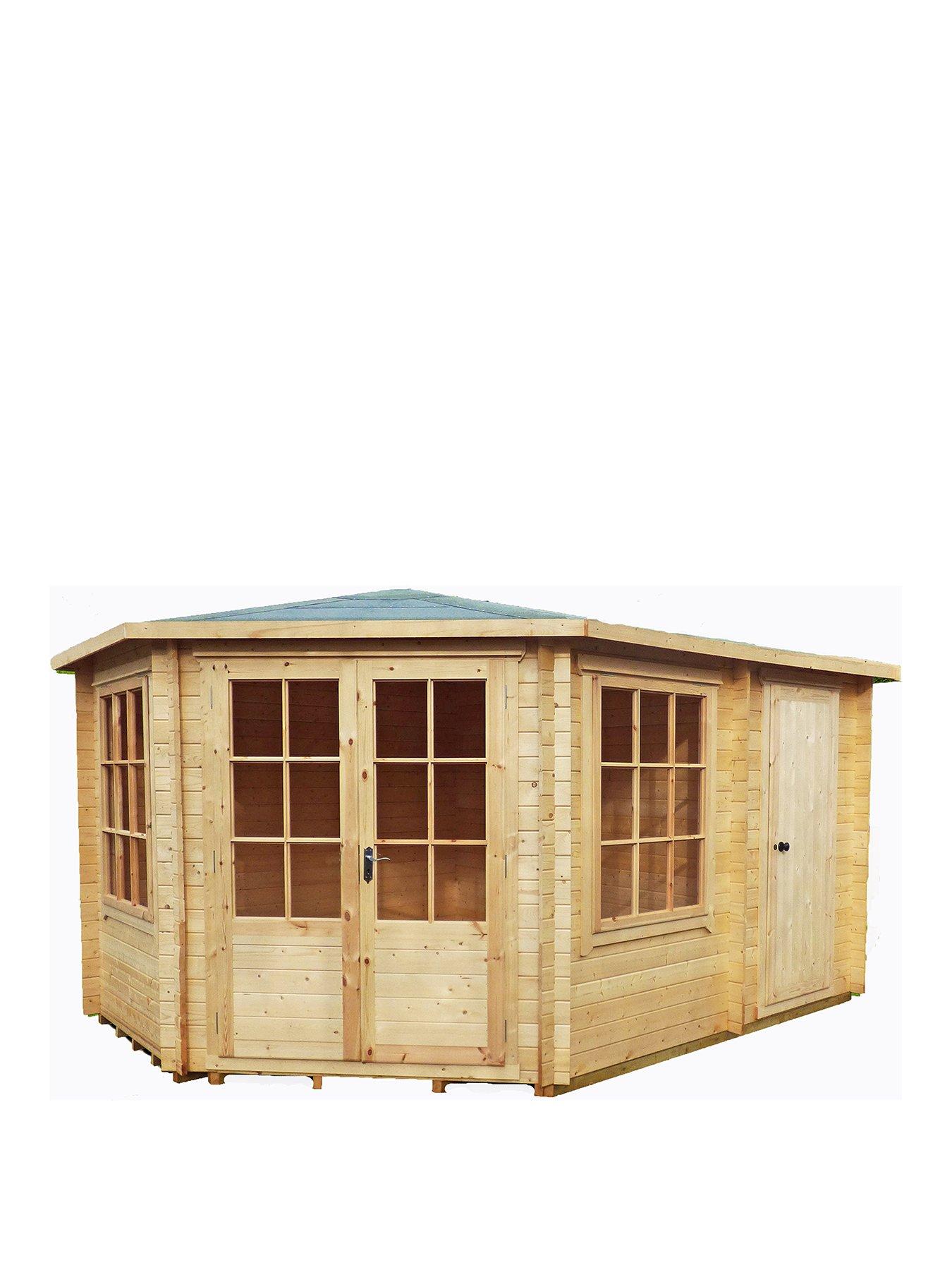 Product photograph of Shire Rowney Log Cabin 28mm Logs - 10 X 14 Log Cabin from very.co.uk