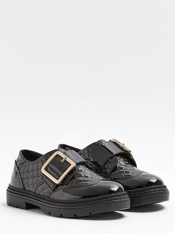 Buckle My Shoe Girls Black Leather Brogue Shoe 