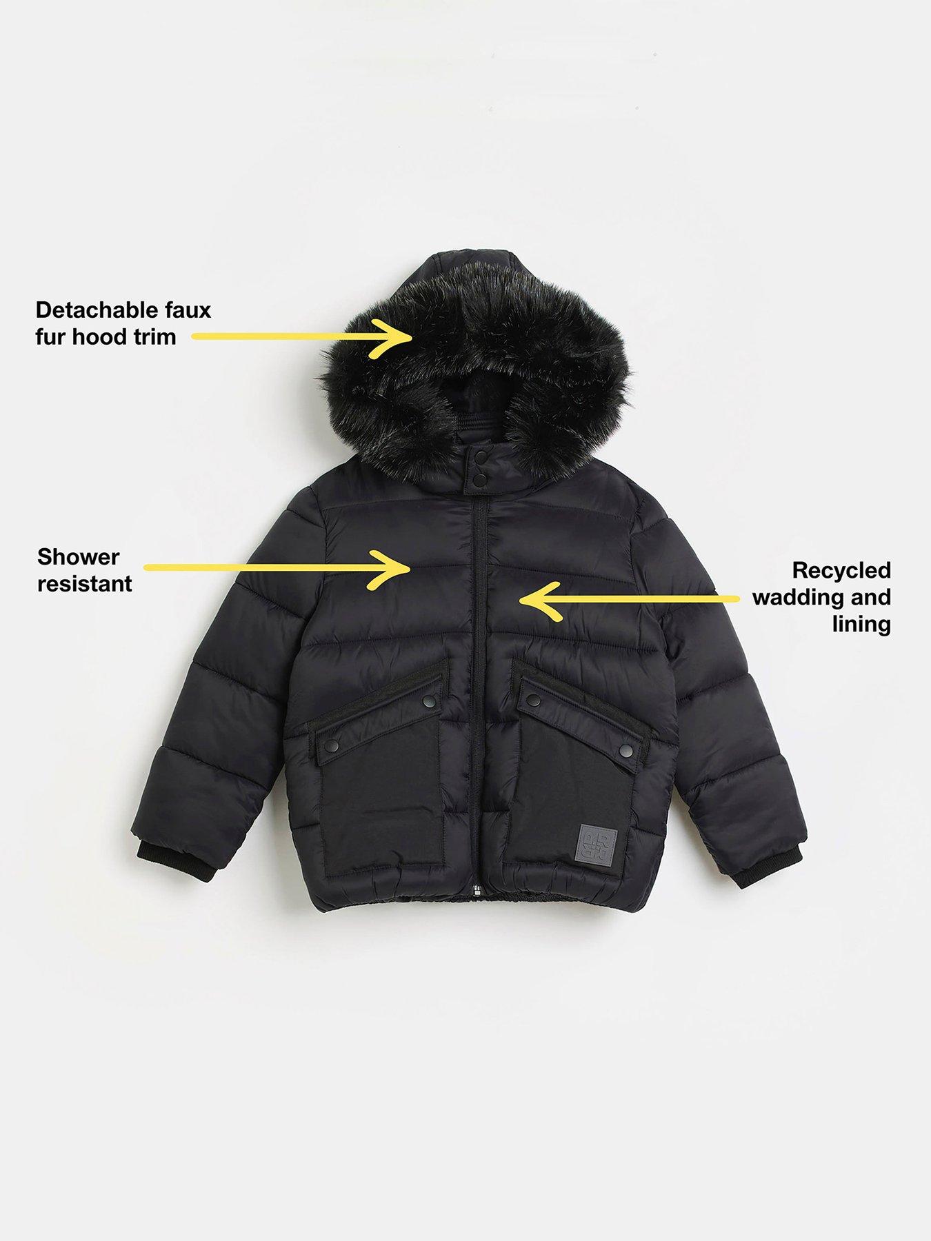 Boys black cheap hooded coat