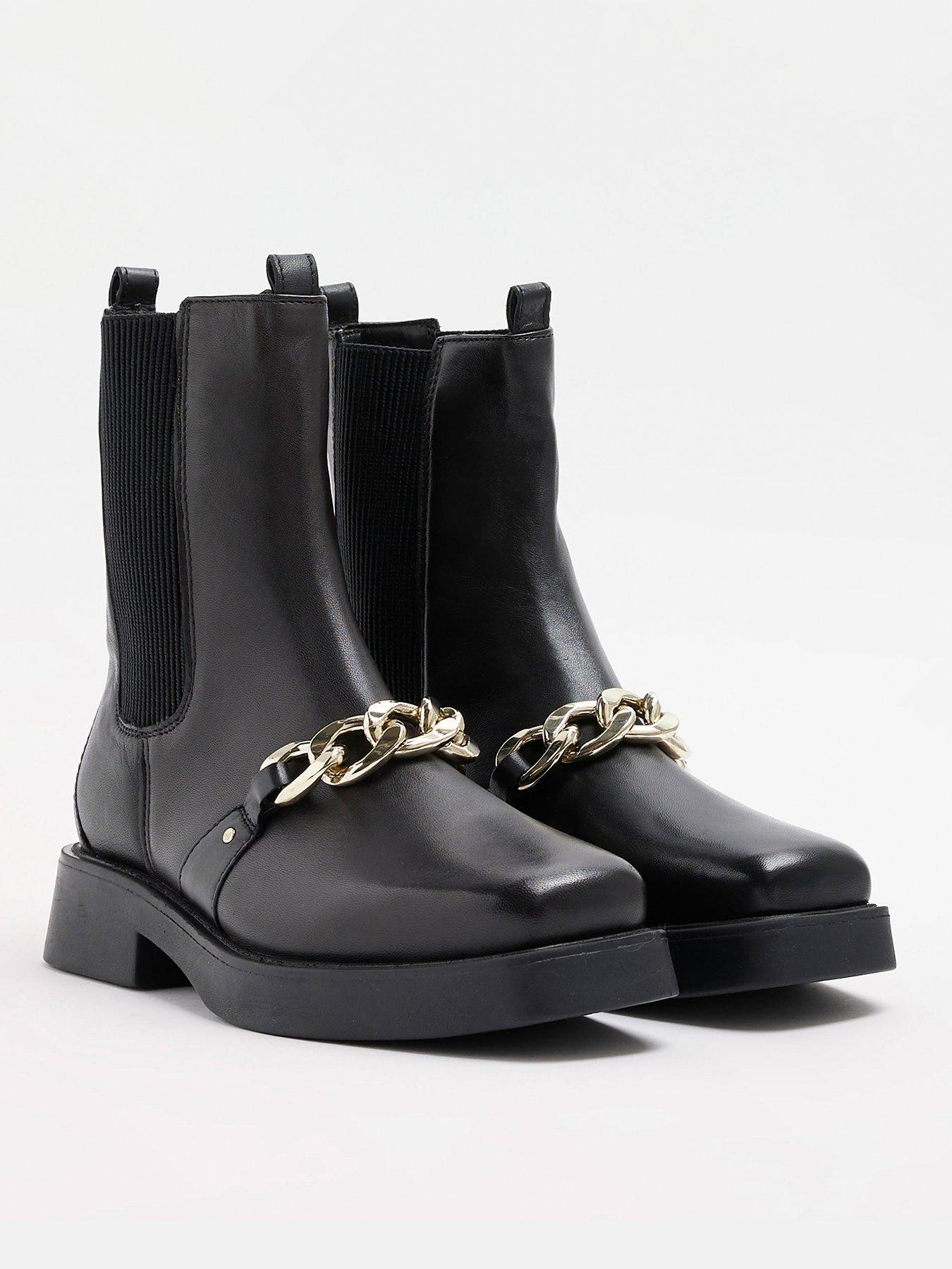 River island black 2024 leather ankle boots