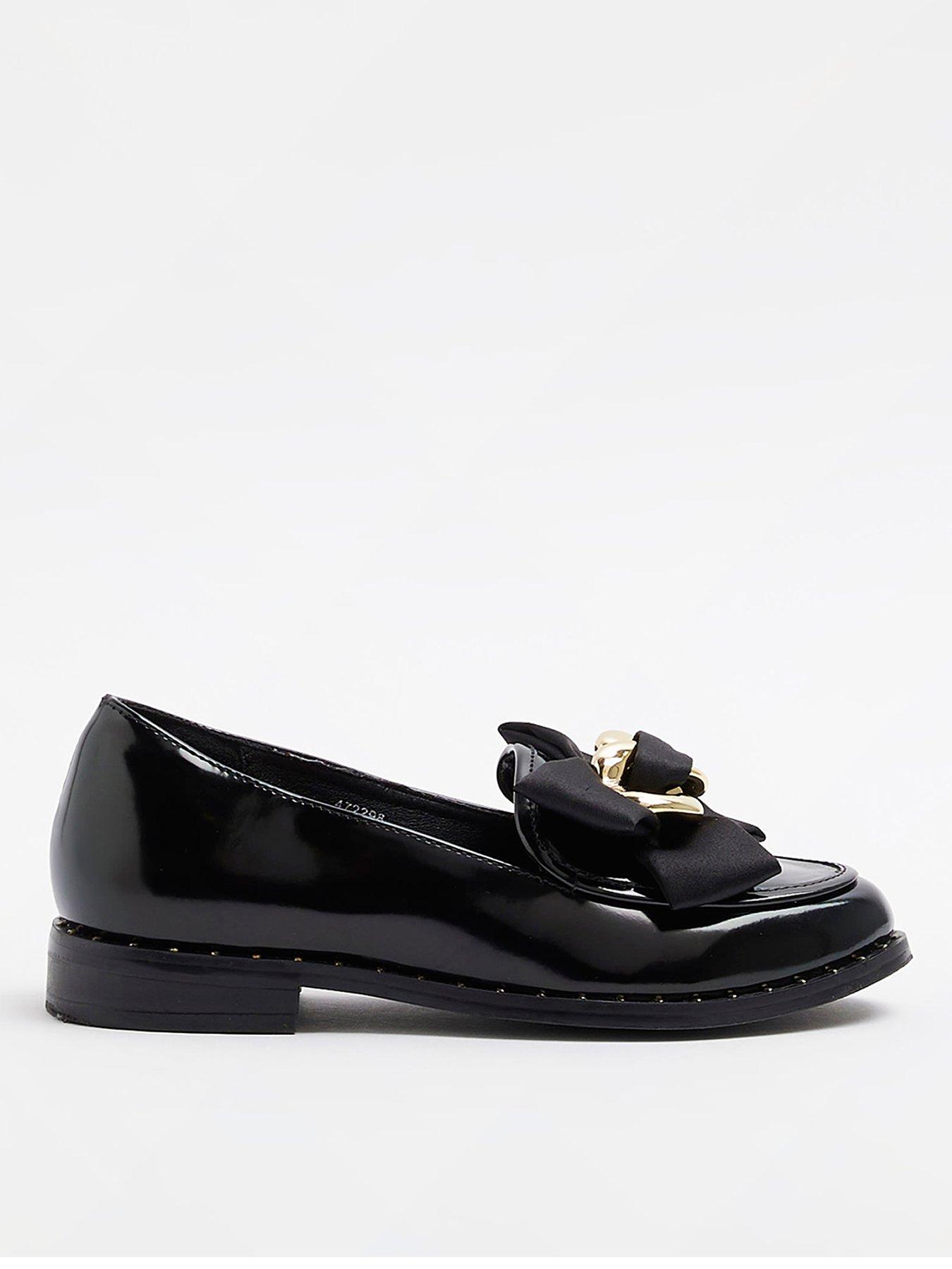 River Island Girls Bow Loafer School Shoe-Black | very.co.uk