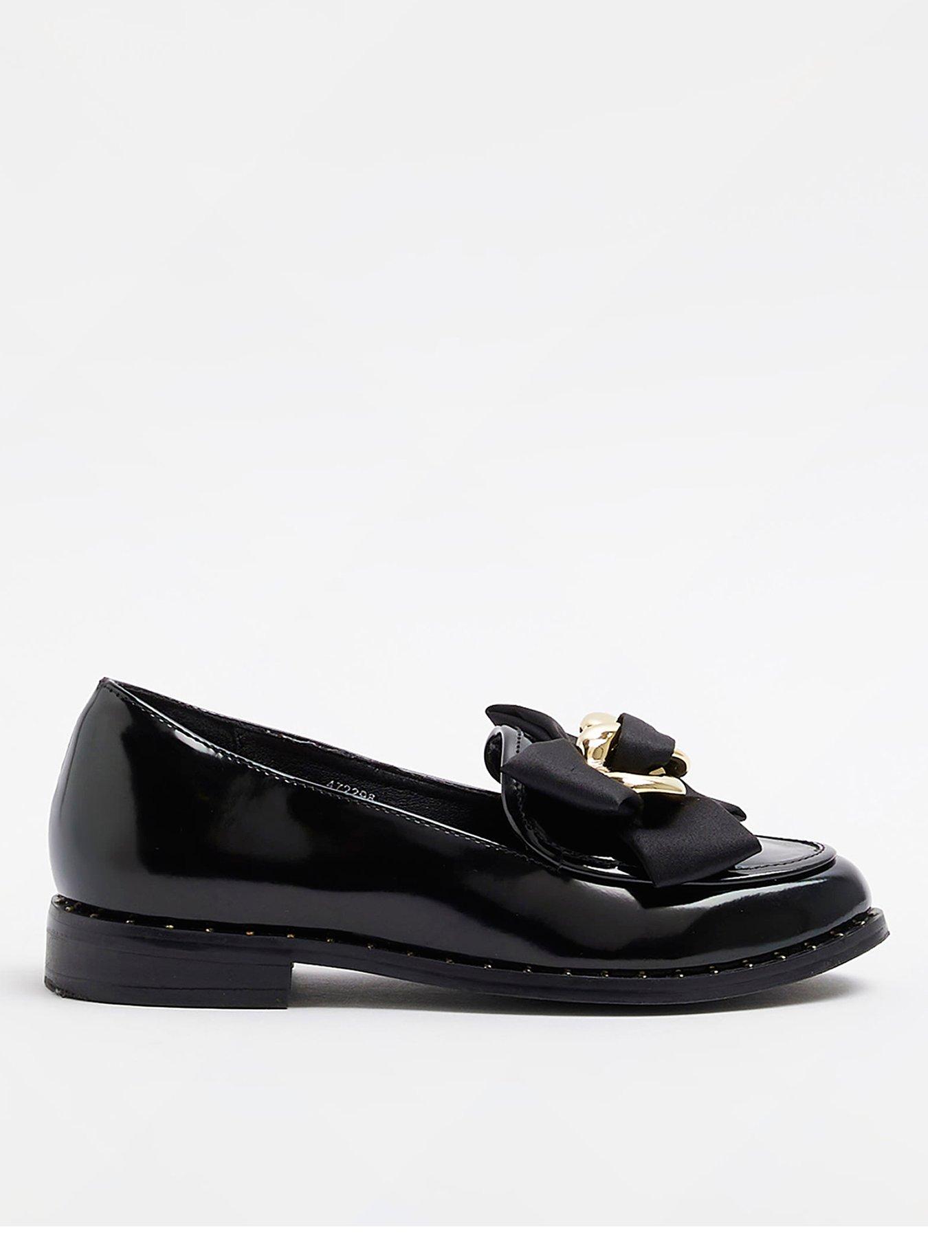 River Island Girls Bow Loafer School ShoeBlack very.co.uk