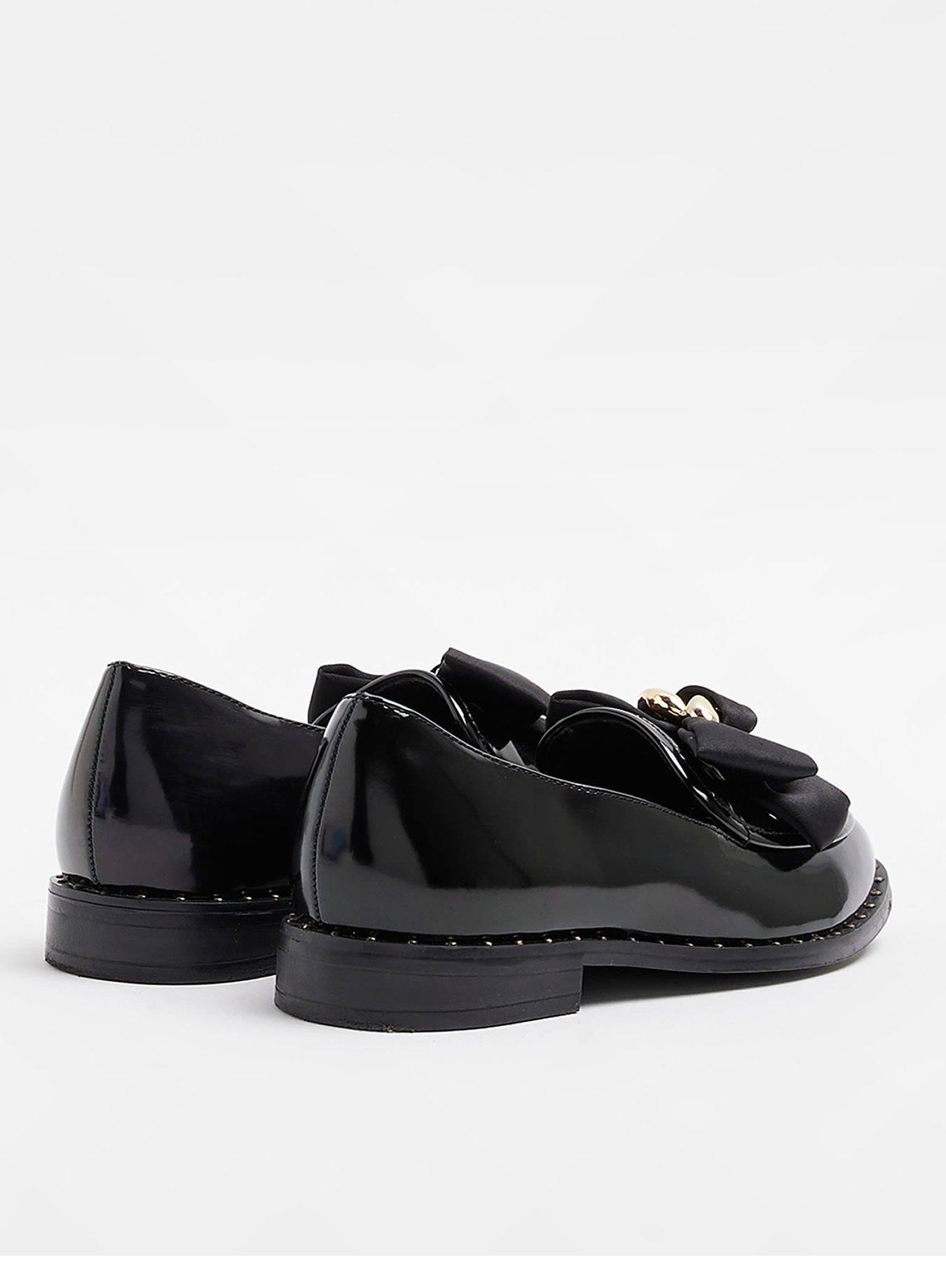 River Island Girls Bow Loafer School ShoeBlack very.co.uk
