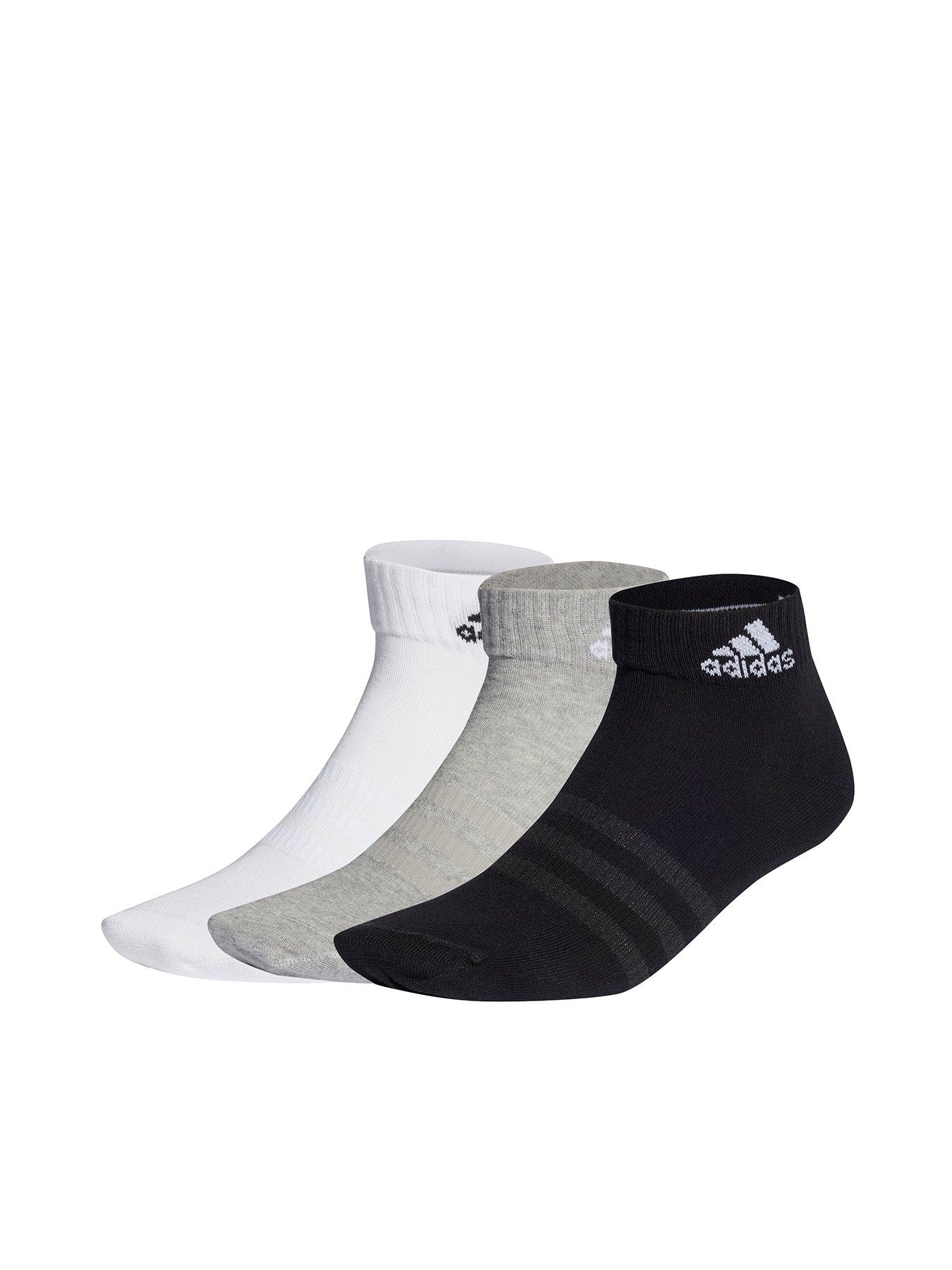 undefined 3 Pack Ankle Socks - Grey/White