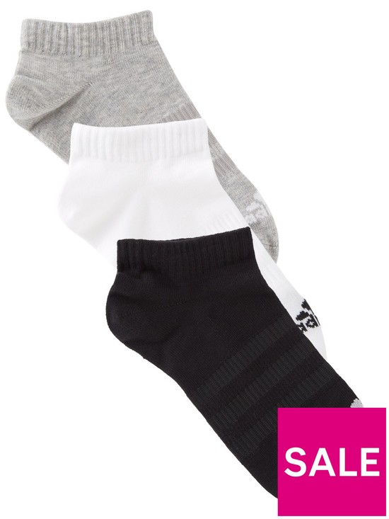 front image of adidas-3-pack-low-socks-greywhite