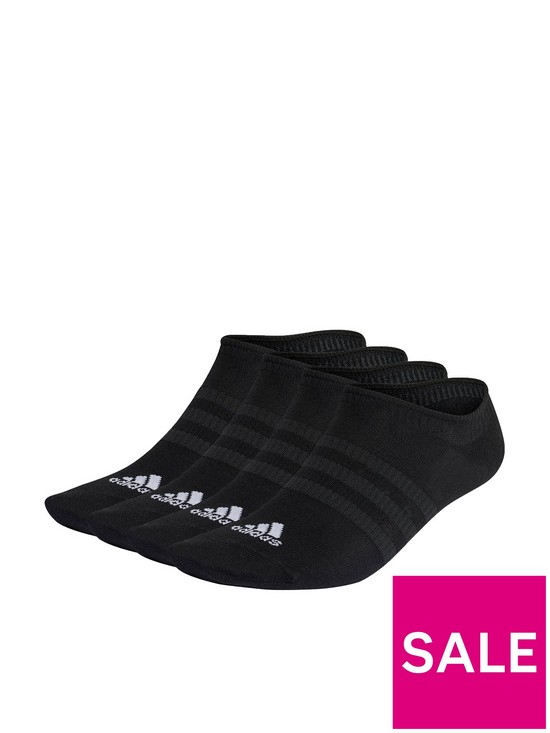 front image of adidas-3-pack-no-show-socks-blackwhite