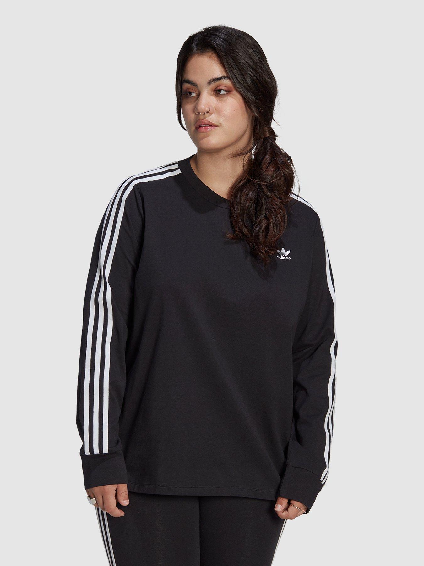 Womens adidas long sleeve 3 stripe tee sale