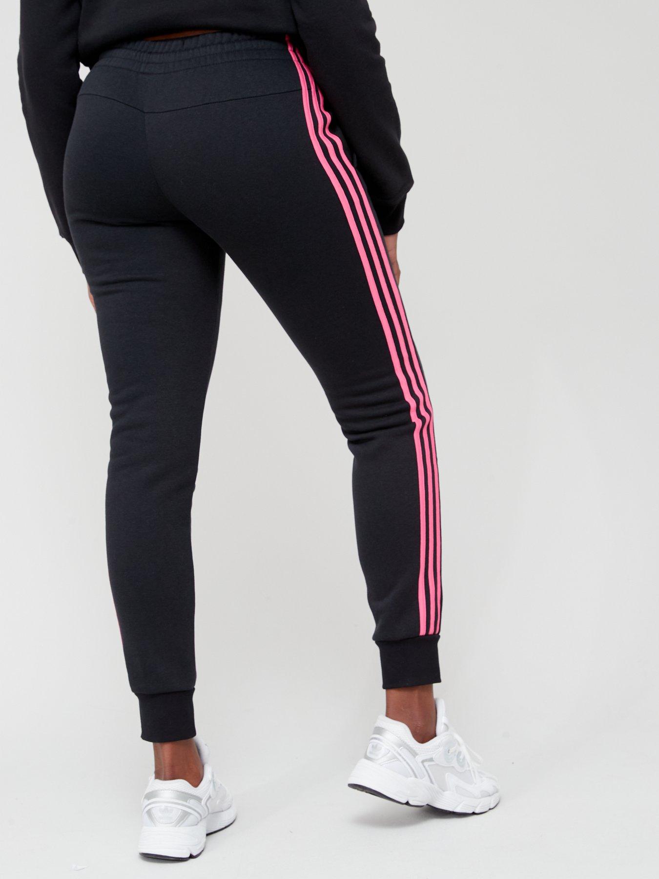 Black joggers with pink stripe sale