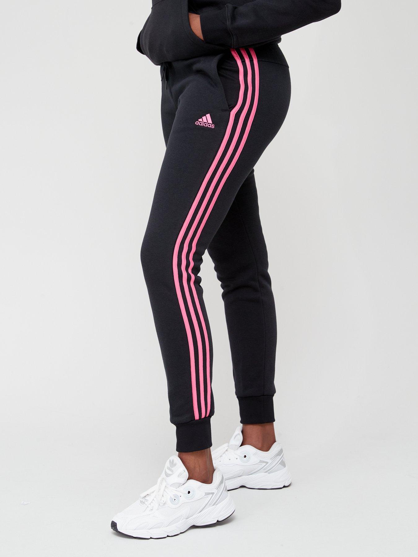 Pink adidas with black stripes online