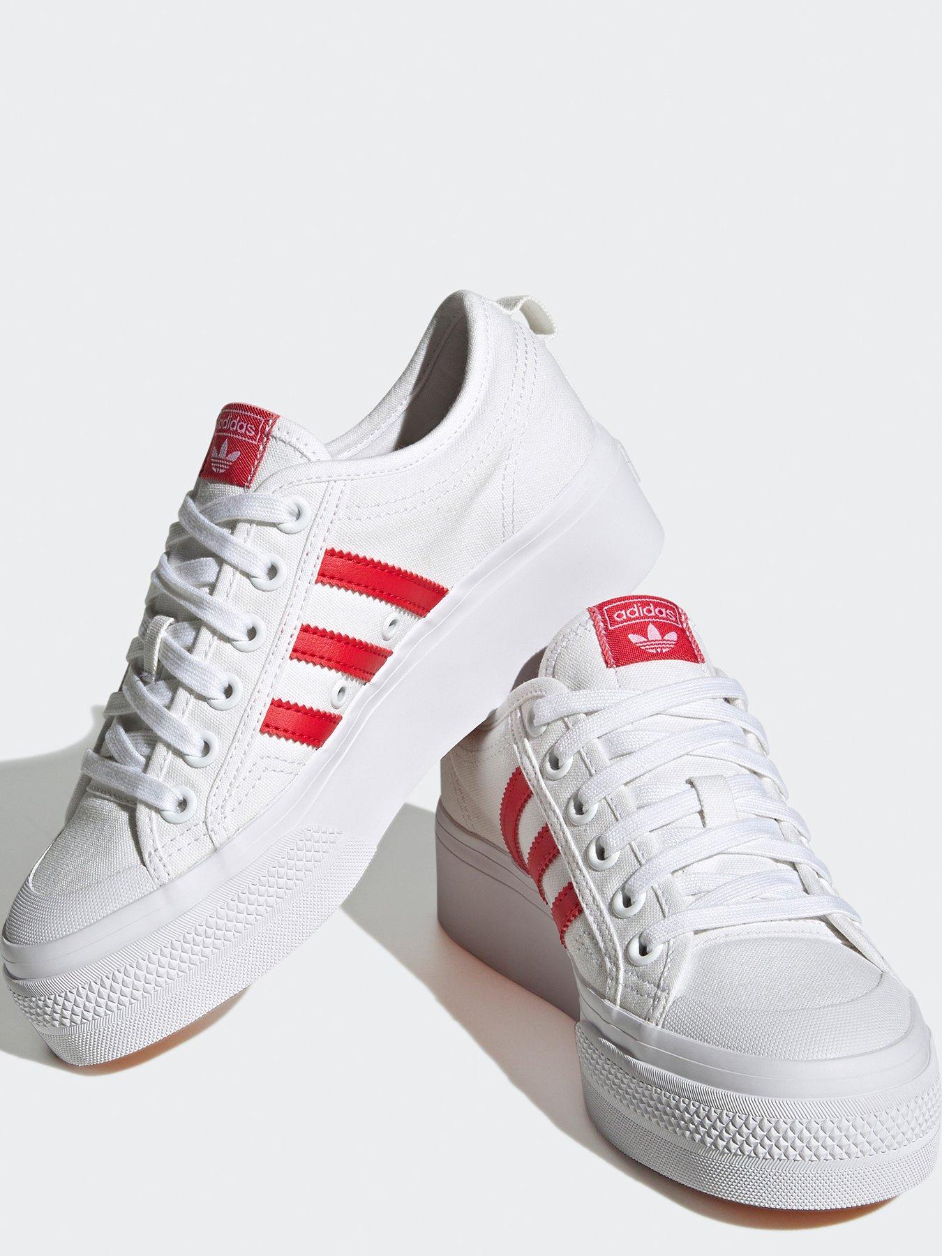 adidas Originals Nizza Platform - White/Red | very.co.uk