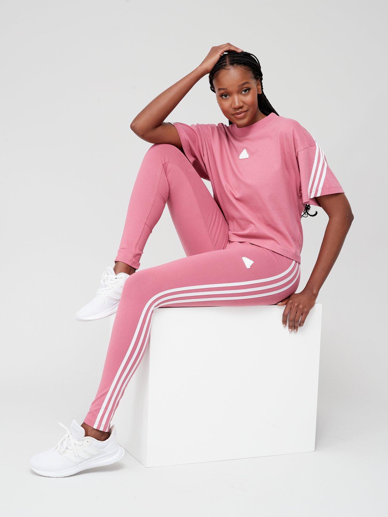 Adidas pink stripe outlet leggings