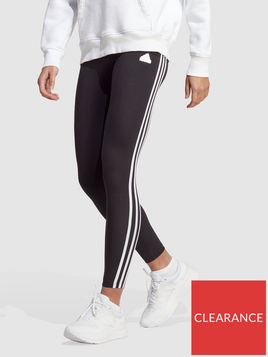 front image of adidas-sportswear-womens-sportswear-3-stripe-legging-black