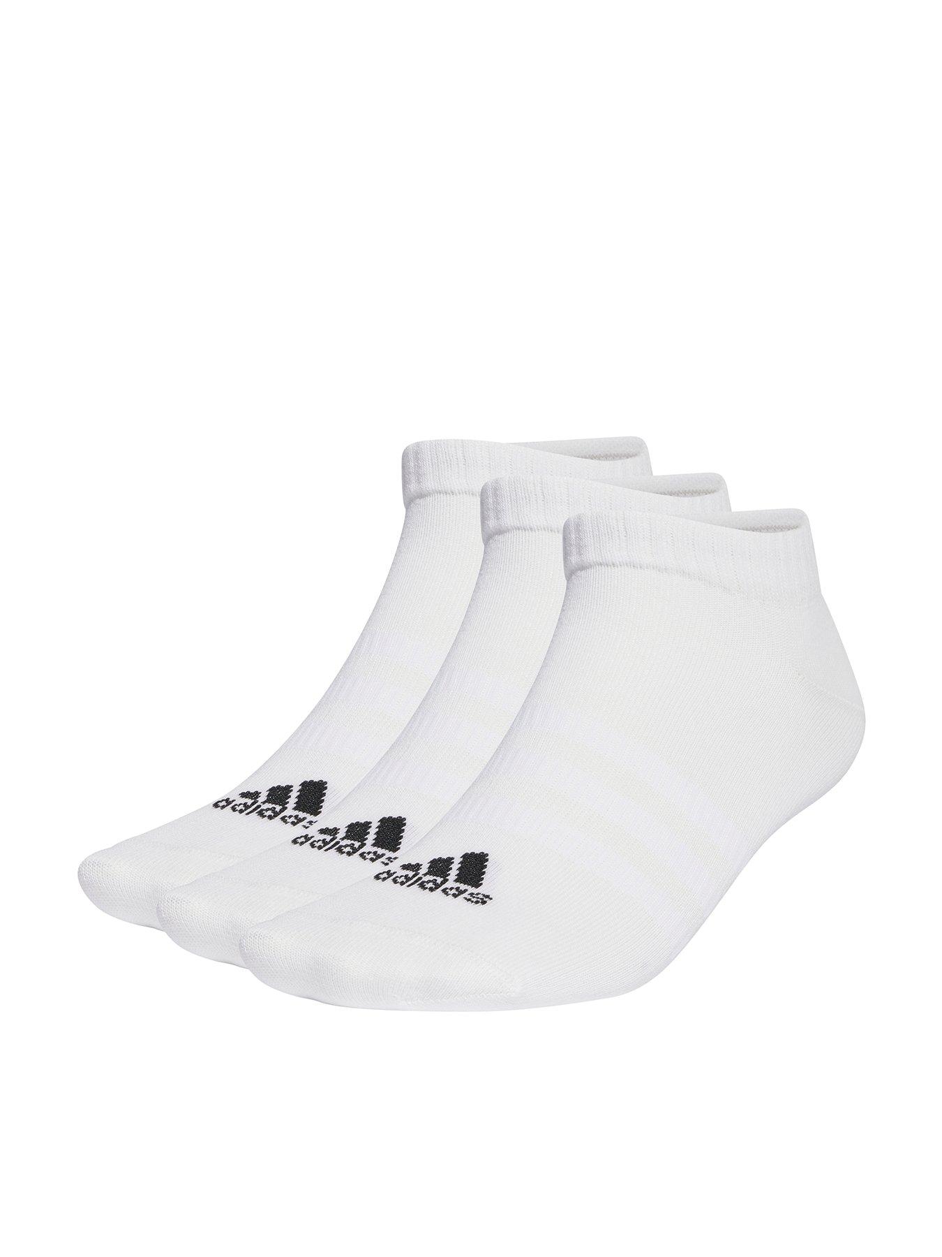 adidas Essentials 3 Pack Low Trainer Socks - White/Black | very.co.uk