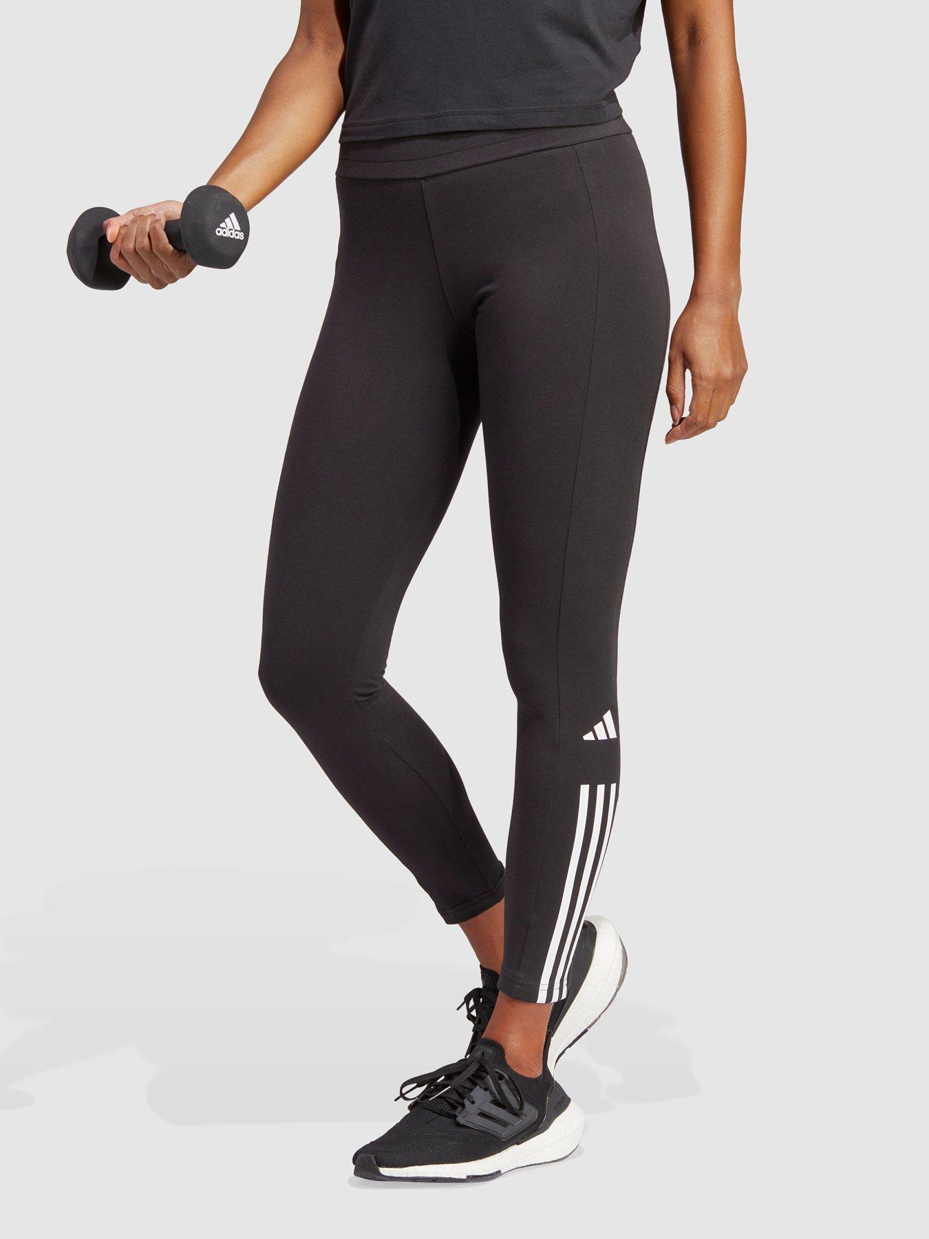 adidas Training 3 stripe leggings in black