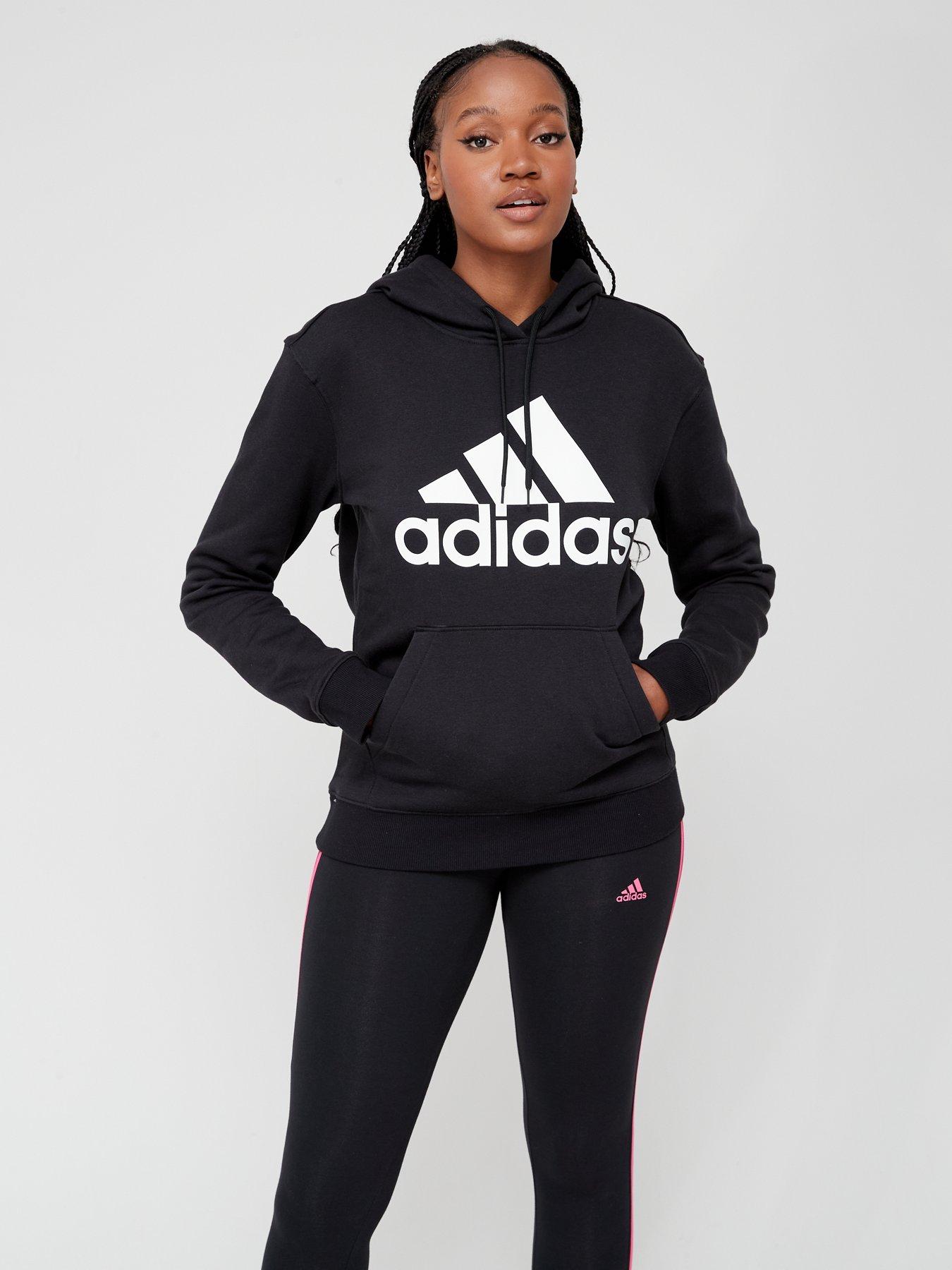 Adidas black 3 2024 stripe hoodie women's