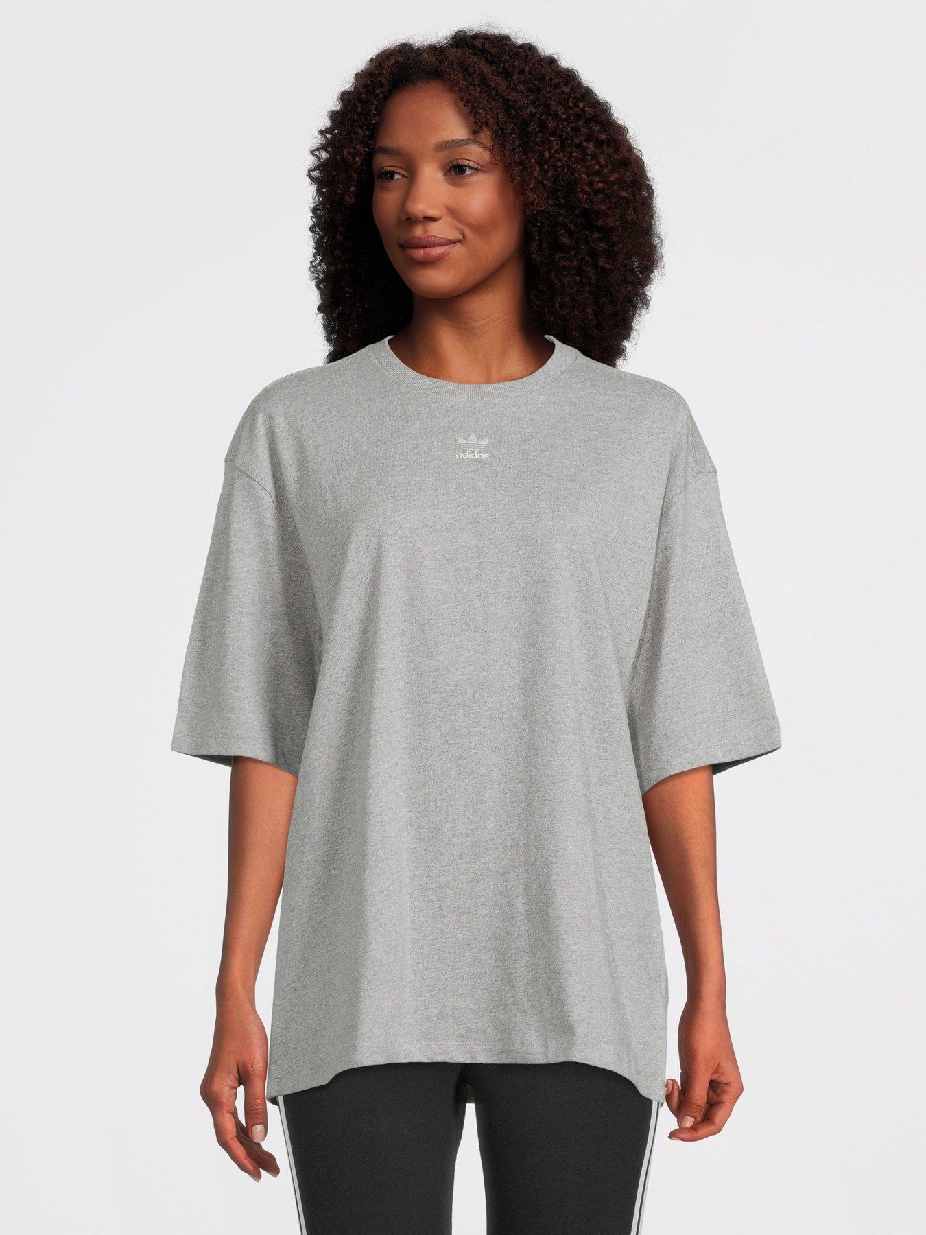 adidas Originals Oversized T-Shirt - Grey | very.co.uk